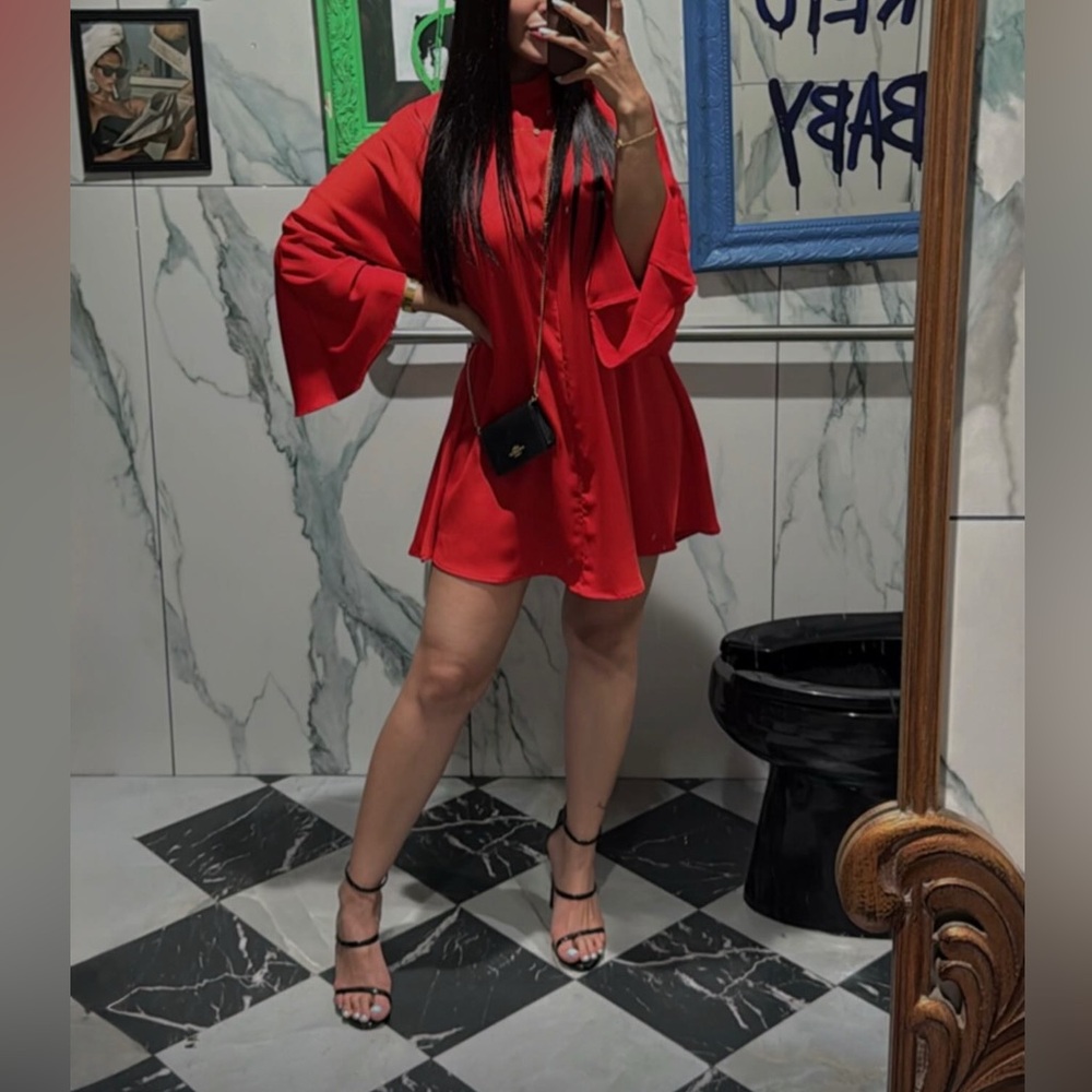 Zara Kimono Red Dress